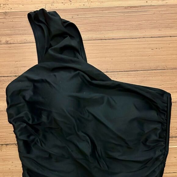 J. Crew Sleek Ruched one-shoulder one-piece swimsuit. Size 14. NWT. - Picture 7 of 11